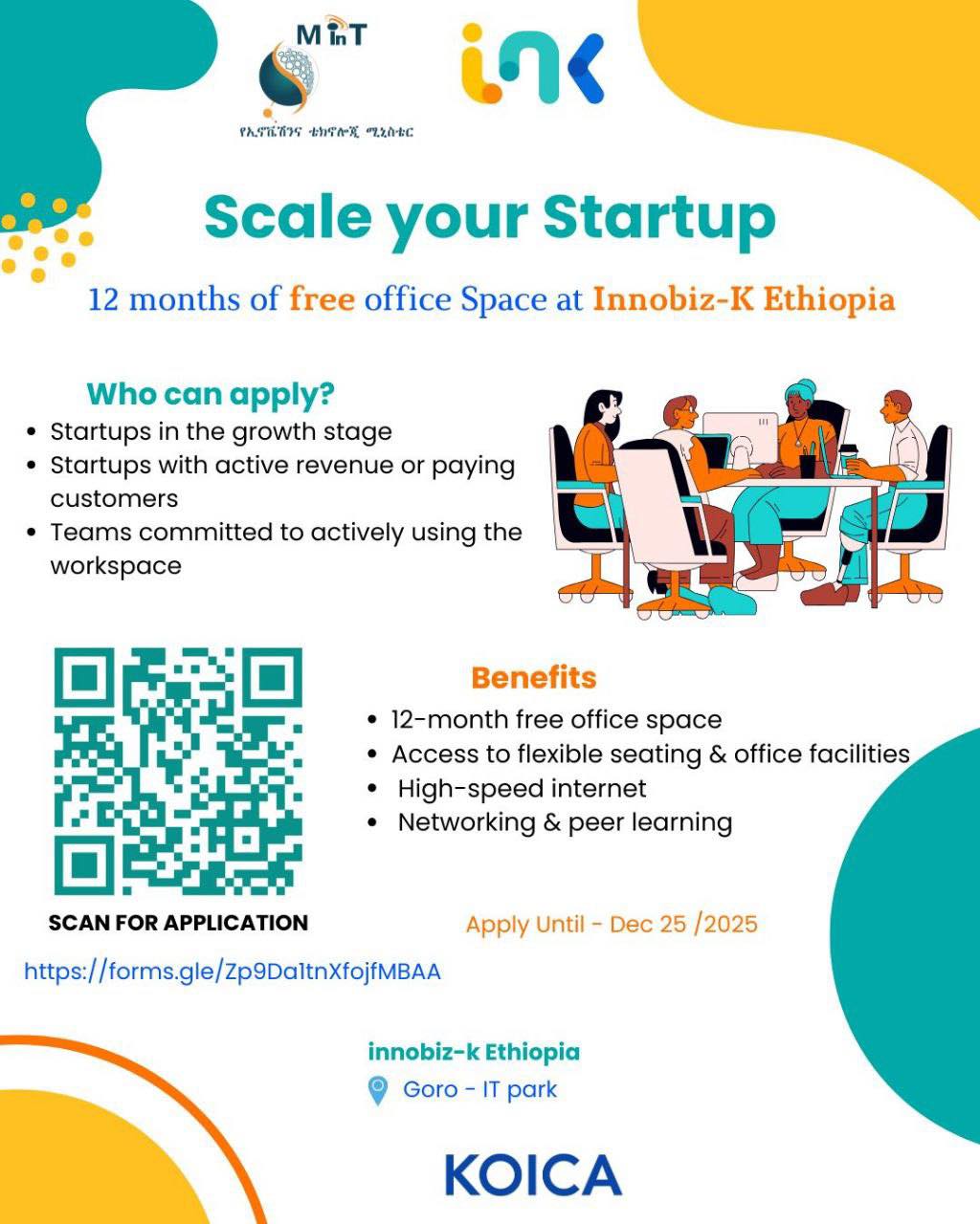 Call for Applications: 12-Month Incubation and Office Space Support at Innobiz-K